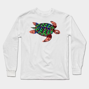 mexican caribbean carey turtle tortoise in ecopop floral ocean of color Long Sleeve T-Shirt